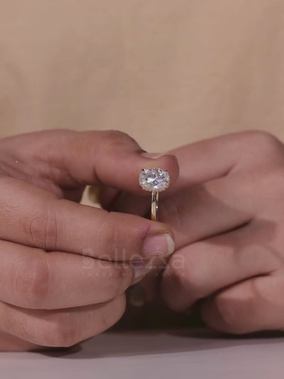 1.50CT-3.50CT Elongated Cushion Cut Hidden Halo Engagement Ring