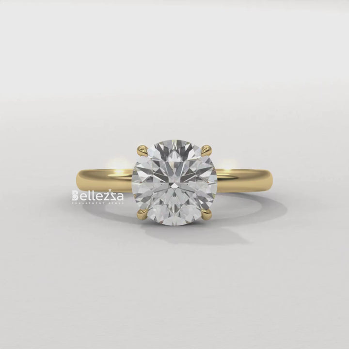 1.0-2.0CT Round Cut Hidden Halo Lab Grown Engagement Ring
