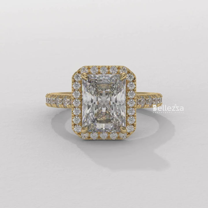 1.50-2.50CT Radiant Cut Lab Grown Diamond Halo Setting Engagement Ring