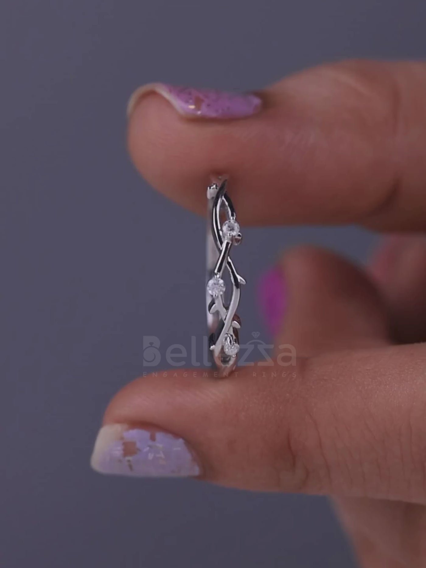 Round Brilliahnt Cut Nature Inspired Moissanite Wedding Band