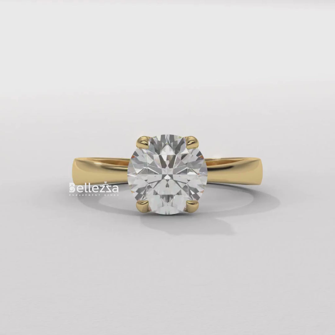 1.0-2.0CT Round Cut Hidden Halo CVD Diamond Engagement Ring