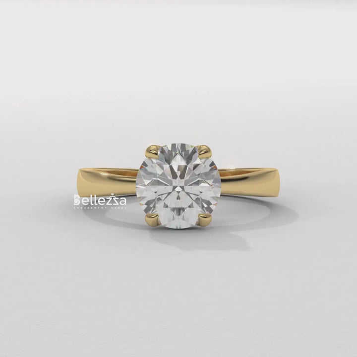 1.0-2.0CT Round Cut Hidden Halo CVD Diamond Engagement Ring