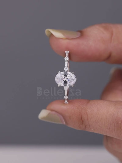 2.0CT Oval Cut Petite Pave Setting Moissanite Engagement Ring