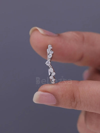 Round Cut Dimaond Cluster Moissanite Wedding Band