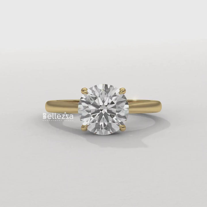 1.0-2.0CT Round Cut Lab Grown Diamond Hidden Halo Engagement Ring