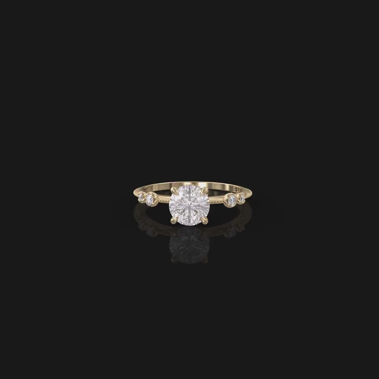 1.0 CT Round Cut Moissanite Unique Engagement Ring