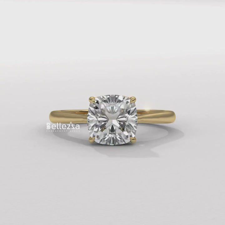 1.50-2.50CT Cushion Cut Diamond Hidden Halo Lab Grown Engagement Ring