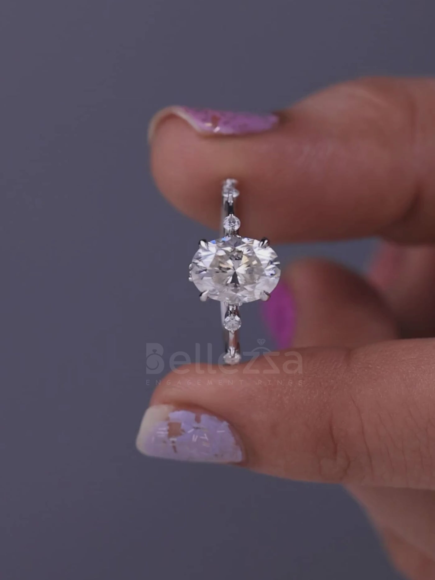 1.50CT Oval Cut Petite Pave Setting Moissanite Engagement Ring