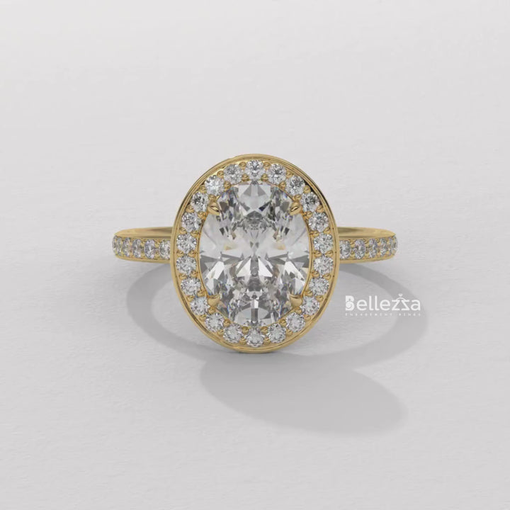 1.50-2.50CT Oval Cut CVD Diamond Halo Setting Engagement Ring