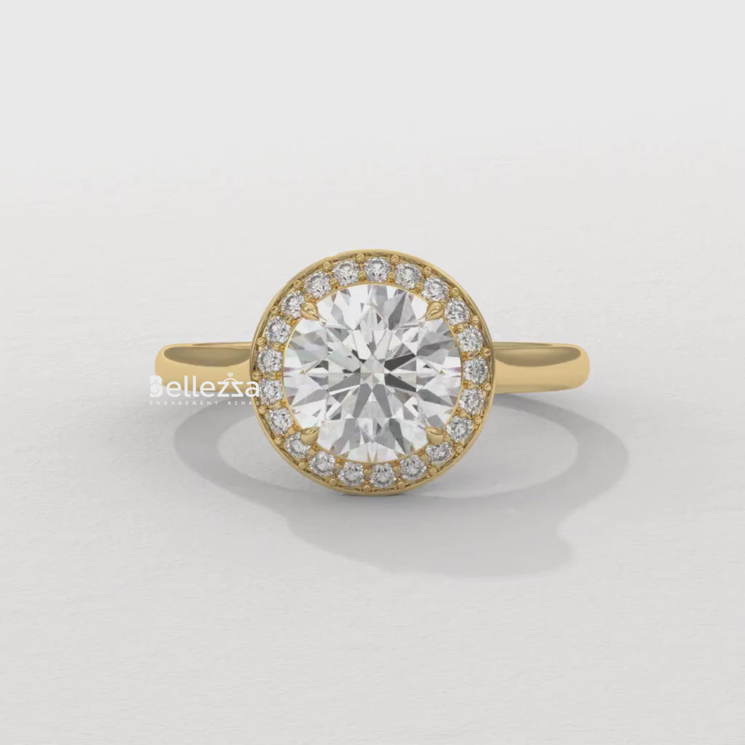 1.50-2.50CT Round Cut CVD Diamond Halo Setting Engagement Ring