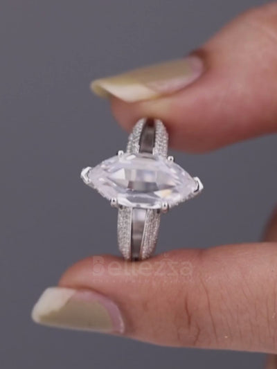 2.0CT Marquise Cut Cluster Diamond Moissanite Engagement Ring
