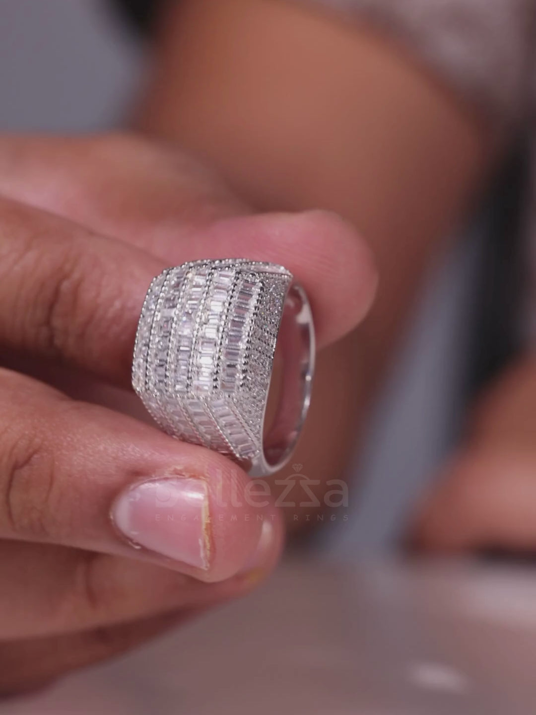 3.0TCW Baguette Cut Unique Men's Engagement Ring For Him