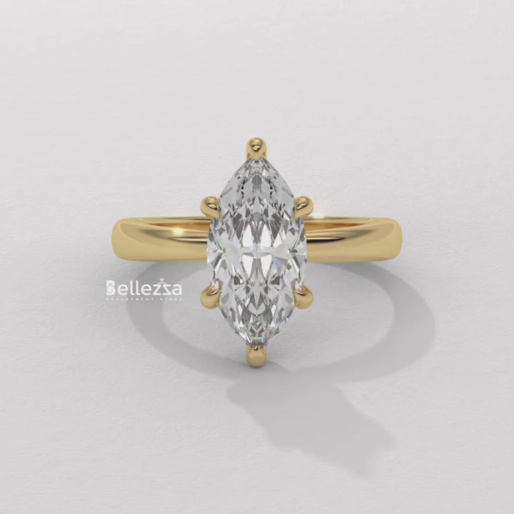 2.50-3.50CT Marquise Cut CVD Diamond Hidden Halo Engagement Ring