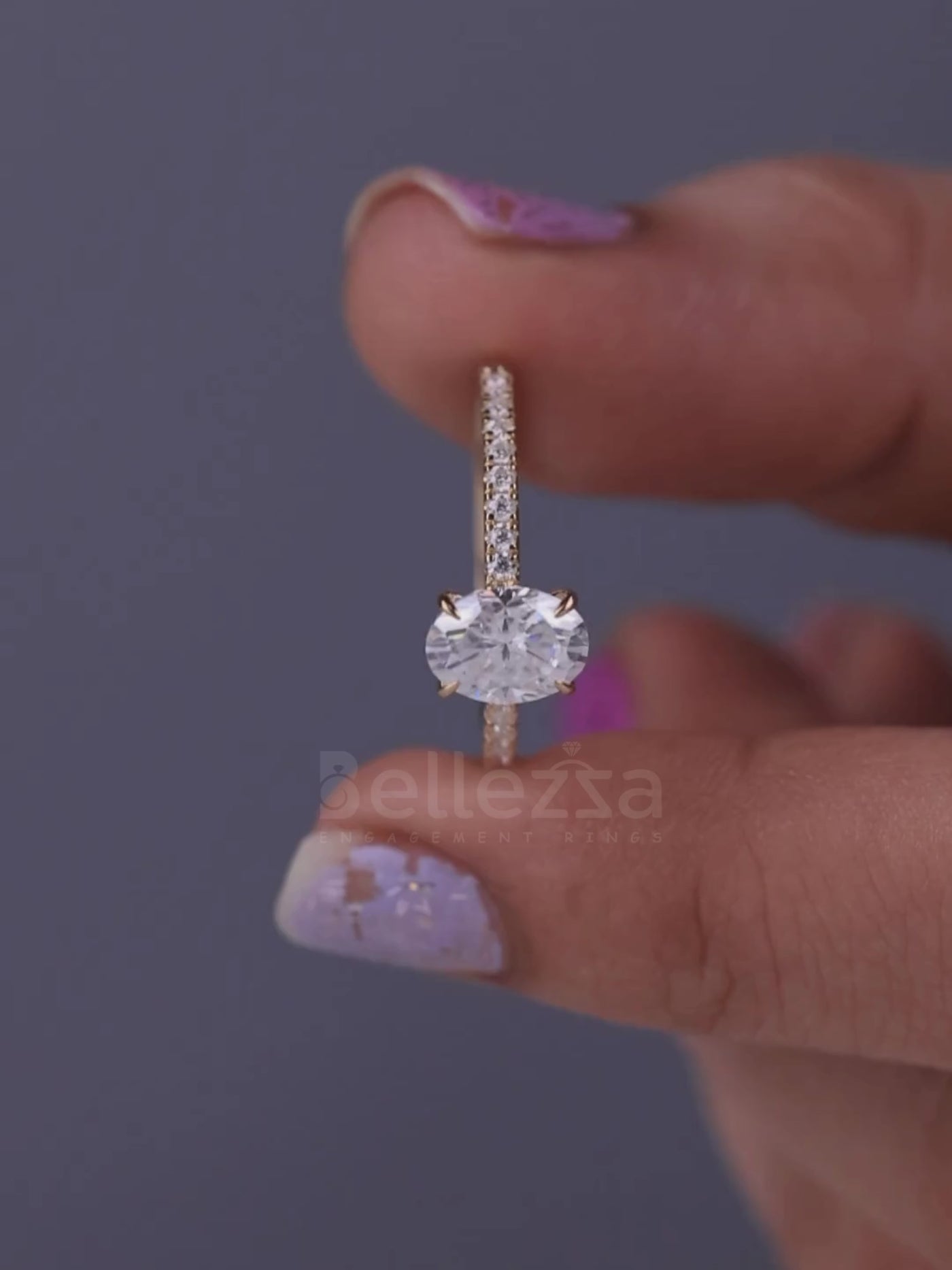 1.0CT Oval Cut Pave Setting MOissanite Engagement Ring