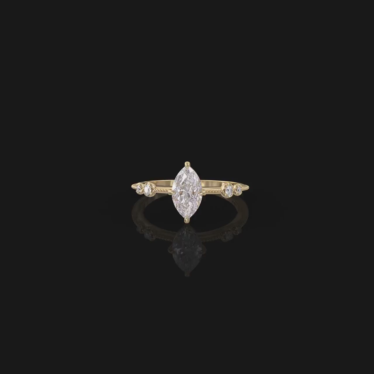 1.0 CT Marquise Cut Moissanite Unique Engagement Ring
