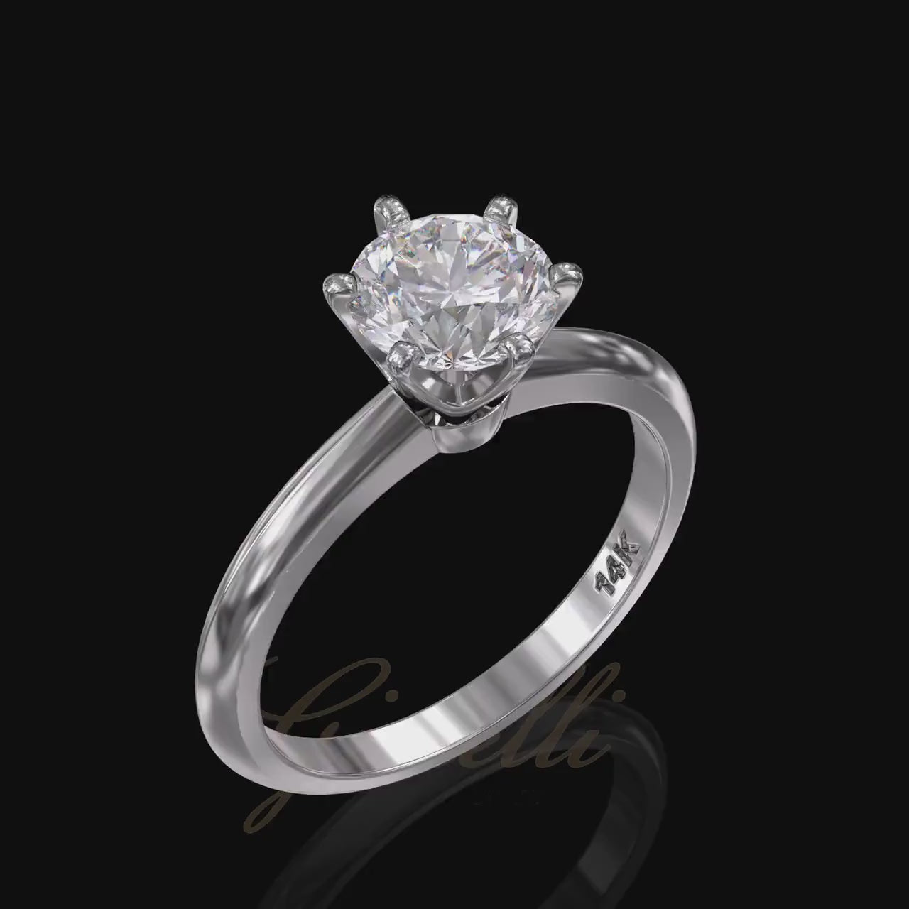 1.0 CT Round Cut Moissanite Six Prong Diamond Engagement Ring