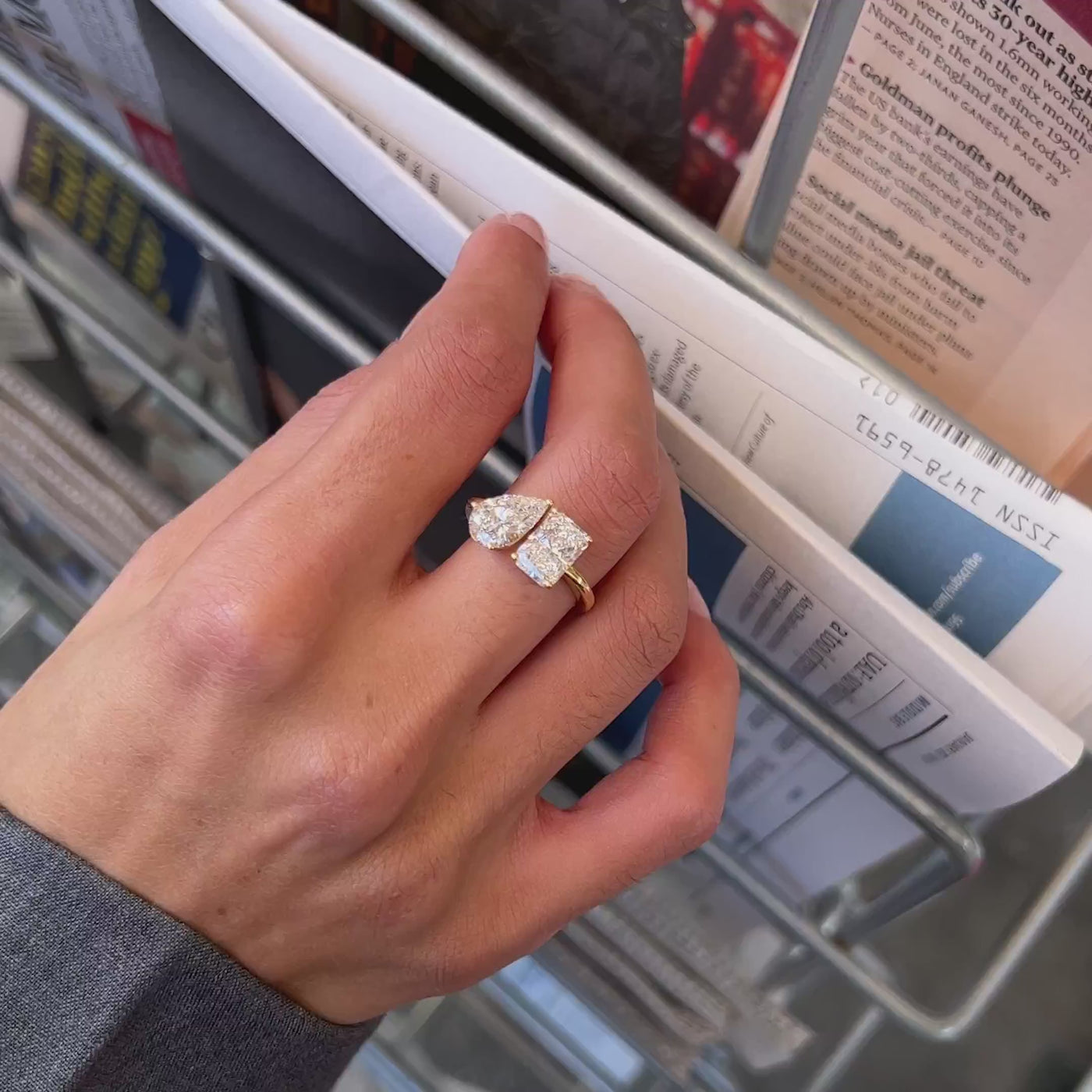 2.75TCW Pear & Radiant Cut Unique Toi Et Moi Engagement Ring