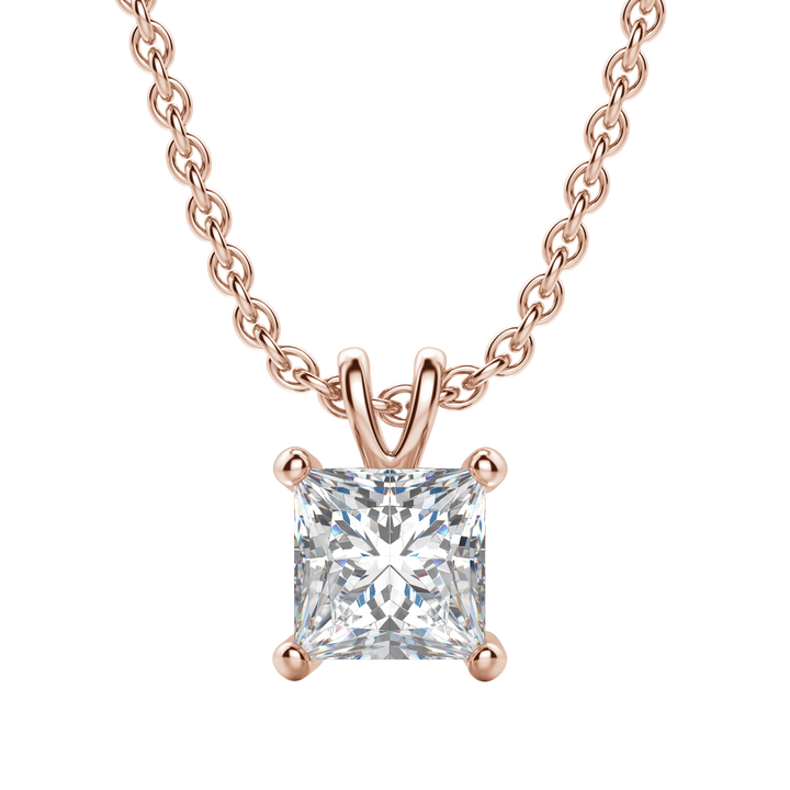 0.25 CT- 1.0 CT Princess Solitaire F/VS Lab Grown Diamond Necklace