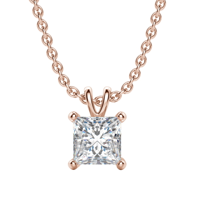 0.25 CT- 1.0 CT Princess Solitaire F/VS Lab Grown Diamond Necklace