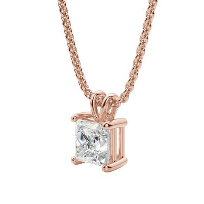0.25 CT- 1.0 CT Princess Solitaire F/VS Lab Grown Diamond Necklace