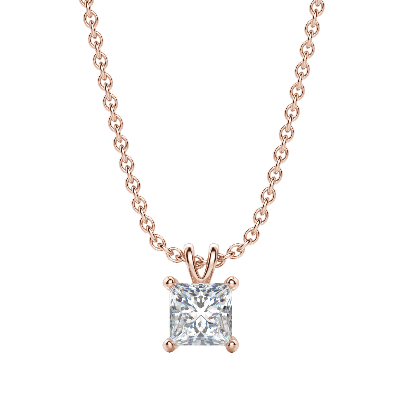 0.25 CT- 1.0 CT Princess Solitaire F/VS Lab Grown Diamond Necklace