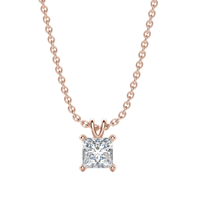 0.25 CT- 1.0 CT Princess Solitaire F/VS Lab Grown Diamond Necklace