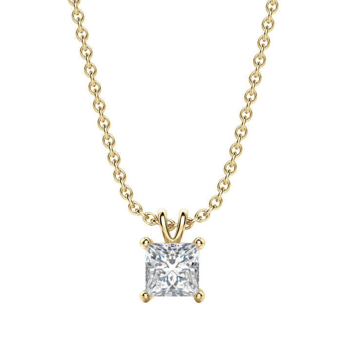 0.25 CT- 1.0 CT Princess Solitaire F/VS Lab Grown Diamond Necklace