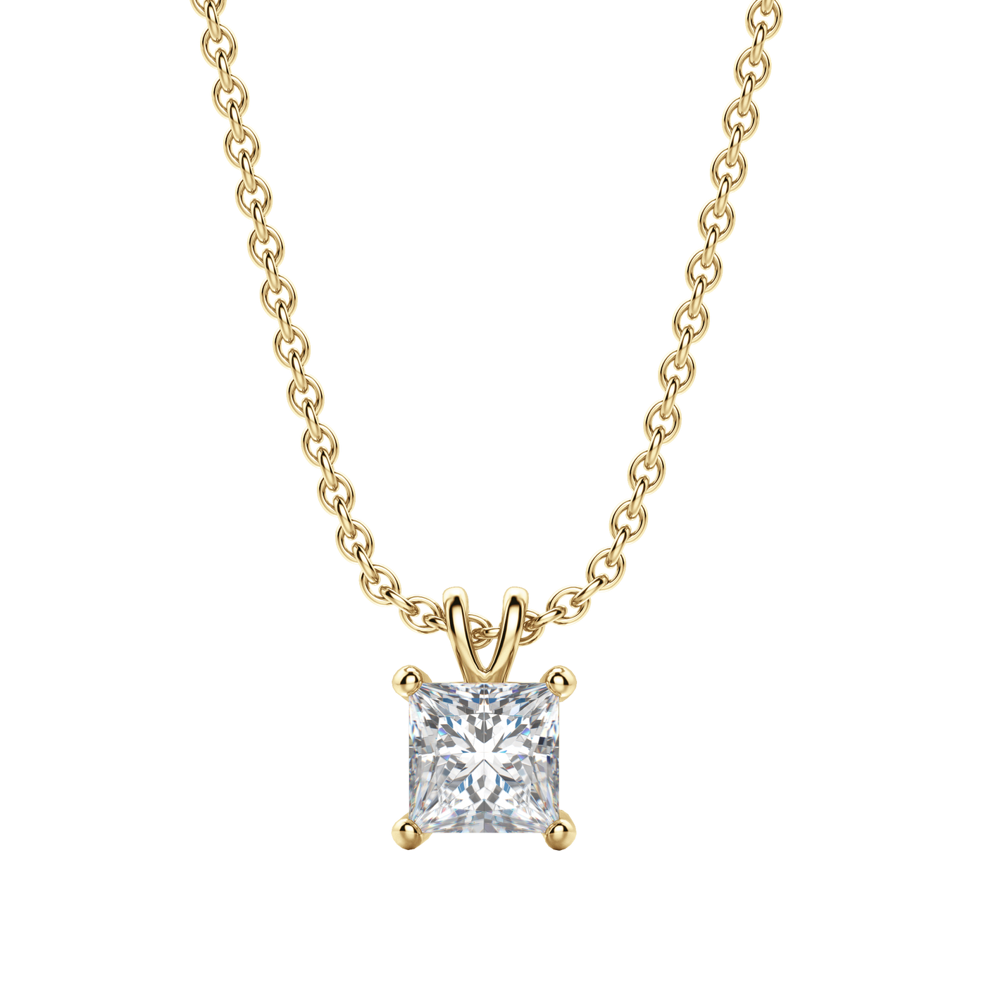 0.25 CT- 1.0 CT Princess Solitaire F/VS Lab Grown Diamond Necklace