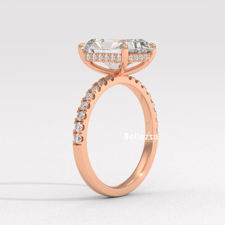 2.50-3.50CT Radiant Diamond Hidden Halo Lab Grown Engagement Ring