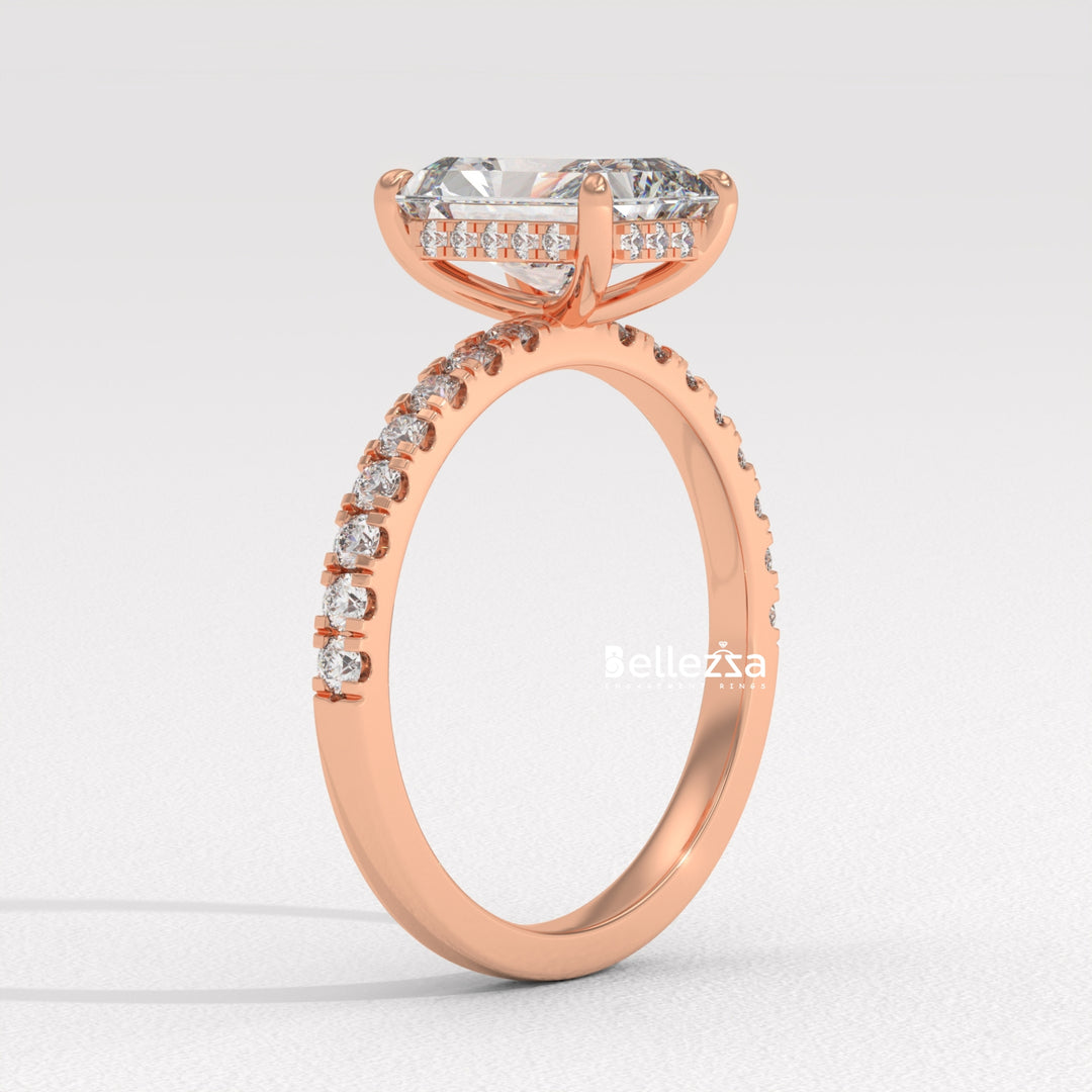 2.0-3.0CT Radiant Diamond Pave Setting Lab Grown Engagement Ring