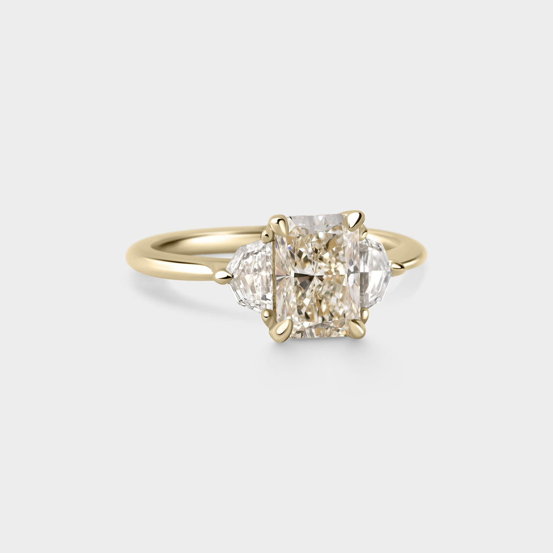 1.0CT Light Fancy Yellow Radiant Cut Cluster Setting Lab Grown Engagement Ring