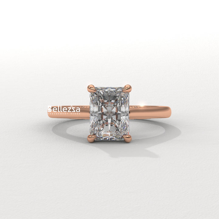 1.50-2.50CT Radiant  Cut Hidden Halo Lab Grown Engagement Ring