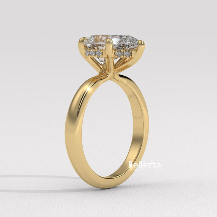 1.50-2.50CT Pear Cut Hidden Halo Lab Grown Engagement Ring