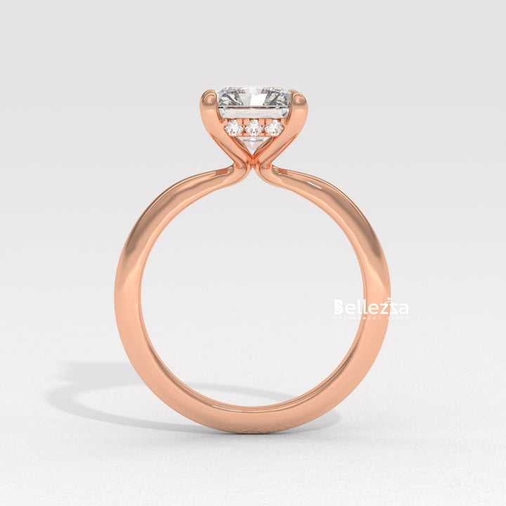 2.0-2.50CT Radiant Cut Hidden Halo Lab Grown Engagement Ring