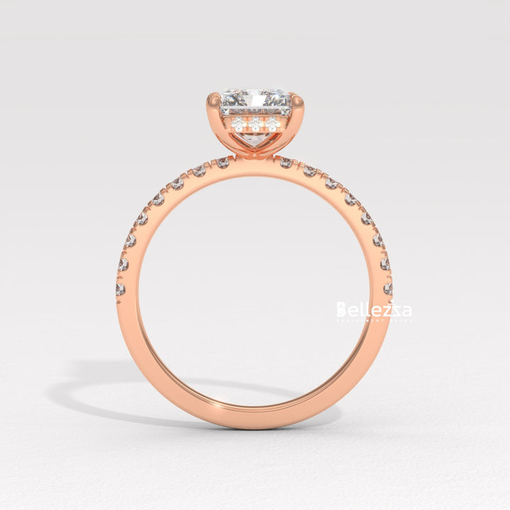 2.0-3.0CT Radiant Diamond Pave Setting Lab Grown Engagement Ring