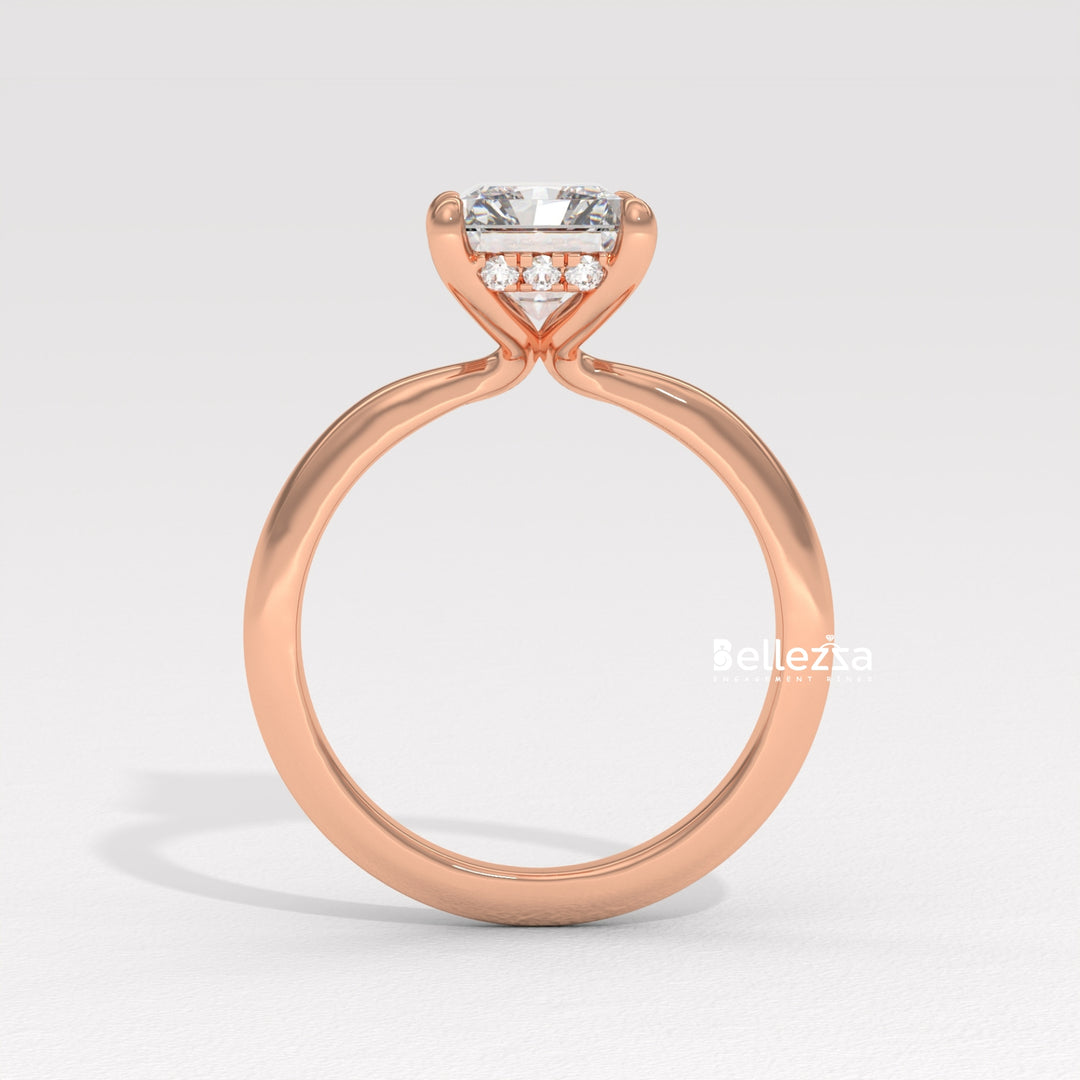 1.50-2.50CT Radiant  Cut Hidden Halo Lab Grown Engagement Ring