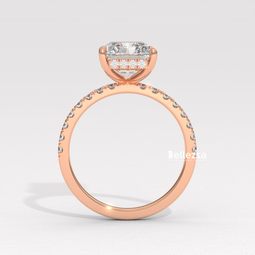 2.50-3.50CT Radiant Diamond Hidden Halo Lab Grown Engagement Ring