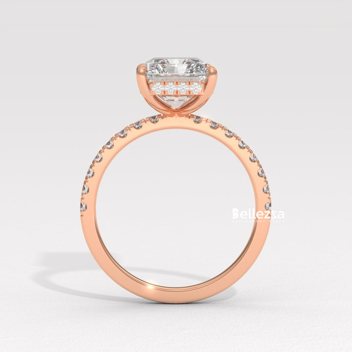 2.50-3.50CT Radiant Diamond Hidden Halo Lab Grown Engagement Ring