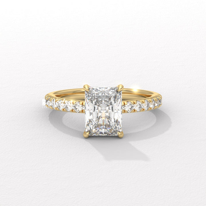 1.50-2.50CT Radiant Cut Hidden Halo Lab Grown Engagement Ring