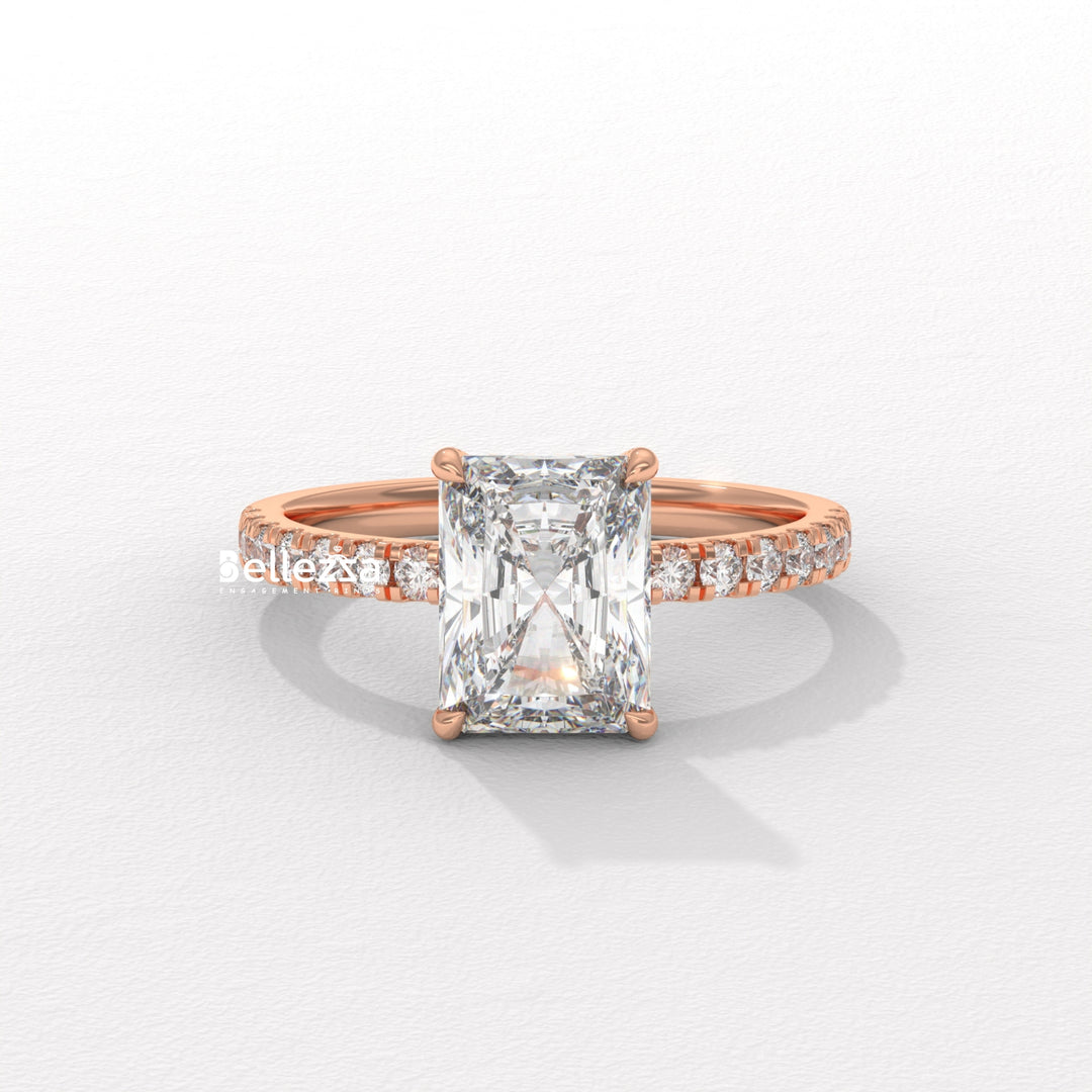2.0-3.0CT Radiant Diamond Pave Setting Lab Grown Engagement Ring
