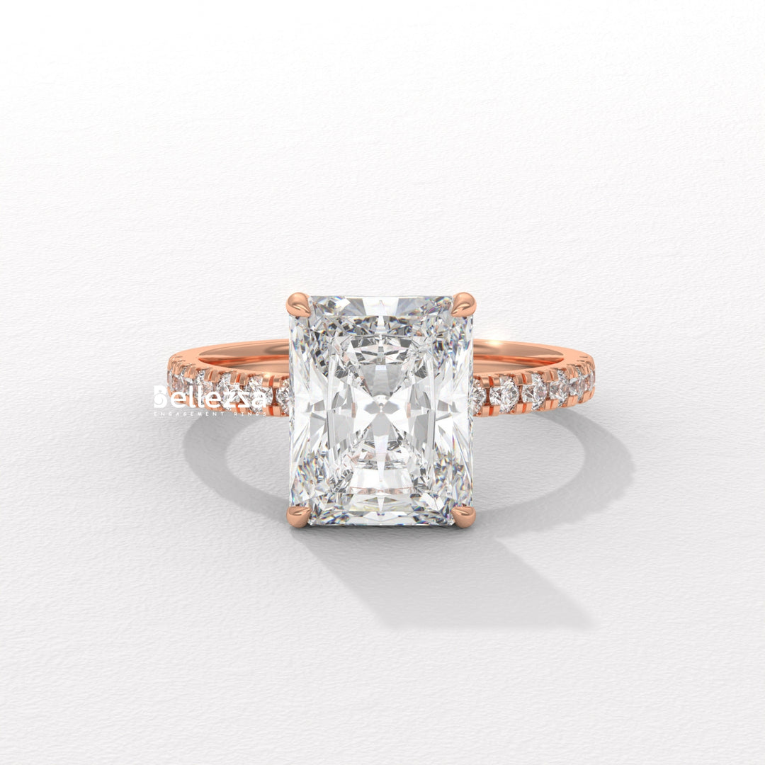 2.50-3.50CT Radiant Diamond Hidden Halo Lab Grown Engagement Ring