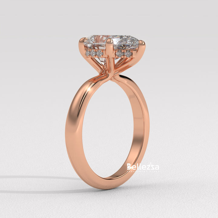 1.50-2.50CT Pear Cut Hidden Halo Lab Grown Engagement Ring