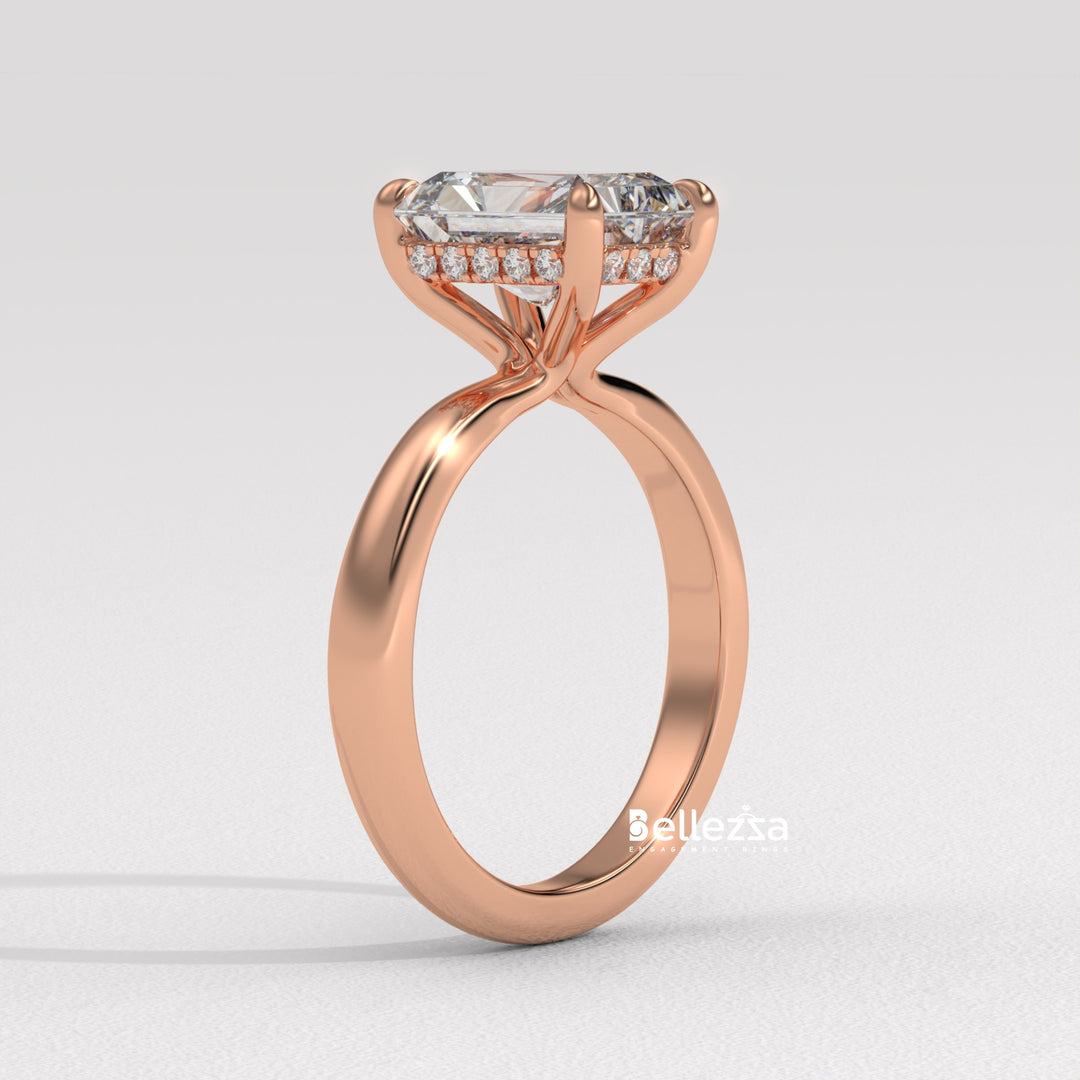 2.0-2.50CT Radiant Cut Hidden Halo Lab Grown Engagement Ring