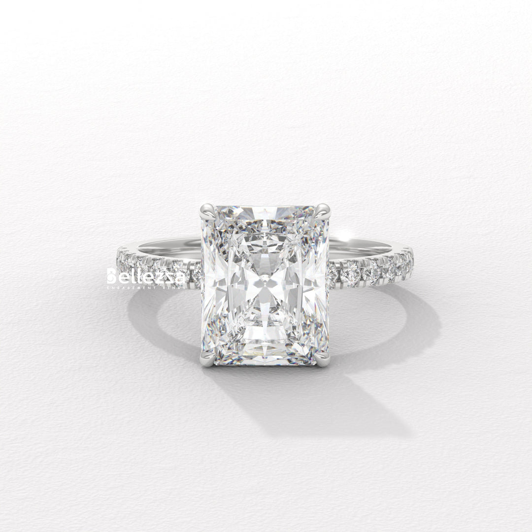 2.50-3.50CT Radiant Diamond Hidden Halo Lab Grown Engagement Ring