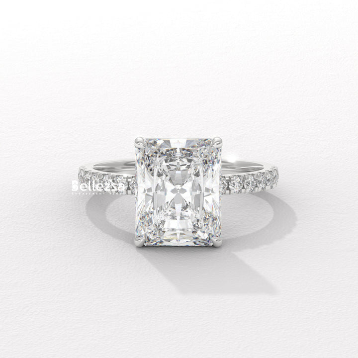 2.50-3.50CT Radiant Diamond Hidden Halo Lab Grown Engagement Ring