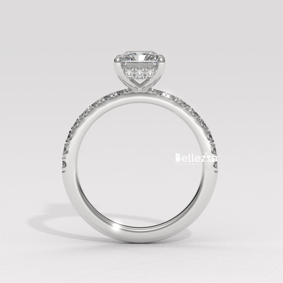 1.50-2.50CT Radiant Cut Hidden Halo Lab Grown Engagement Ring