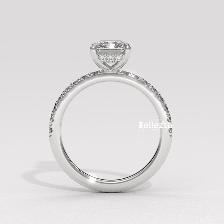 1.50-2.50CT Radiant Cut Hidden Halo Lab Grown Engagement Ring