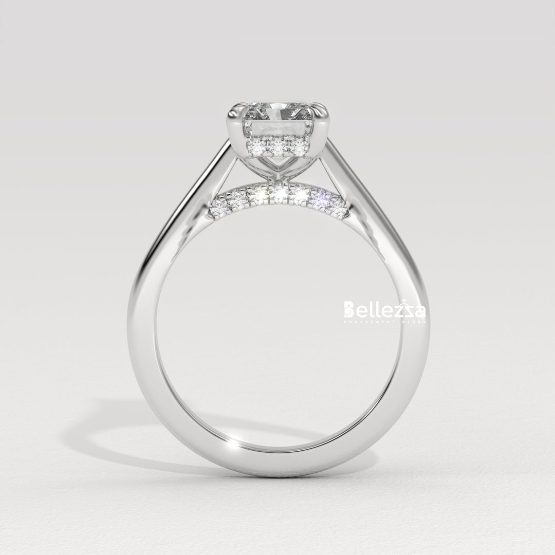 1.50-2.50CT Radiant  Cut Hidden Halo Lab Grown Engagement Ring