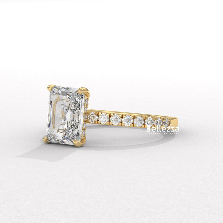 2.0-3.0CT Radiant Diamond Pave Setting Lab Grown Engagement Ring