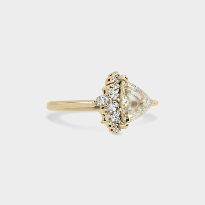 1.50CT Trillion Portrait Cut Cluster Setting Lab Grown Engagement Ring